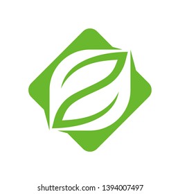 leaf icon with letters F and F, logo - vector - template