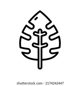 Leaf Icon. Line Art Style Design Isolated On White Background