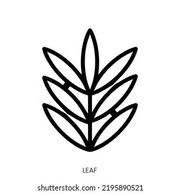 icono de hoja. Diseño De Estilo De Arte De Línea Aislado En Fondo Blanco