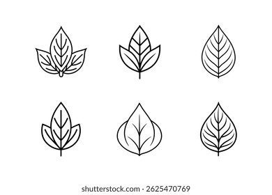 leaf icon line art vector illustration