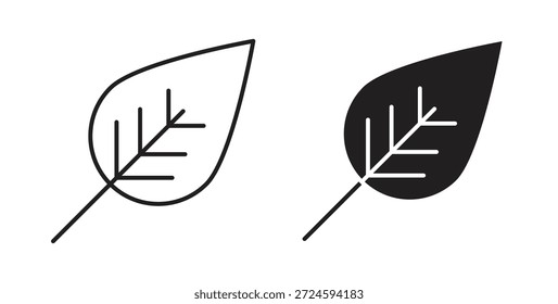 Icono de hoja con versiones de línea y silueta.