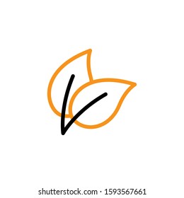 Leaf icon. Line and two colour design template