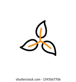 Leaf icon. Line and two colour design template