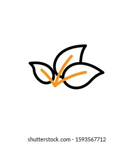 Leaf icon. Line and two colour design template