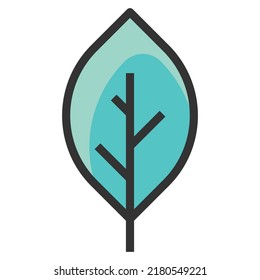 Leaf  icon line vector color illustration