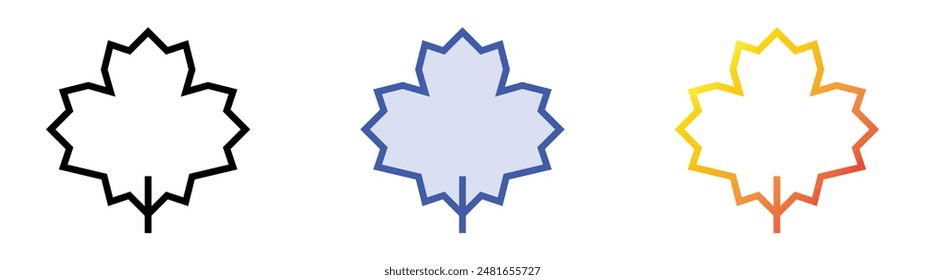 leaf icon. Linear, Blue Fill and Gradient Style Design Isolated On White Background