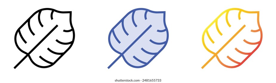 leaf icon. Linear, Blue Fill and Gradient Style Design Isolated On White Background