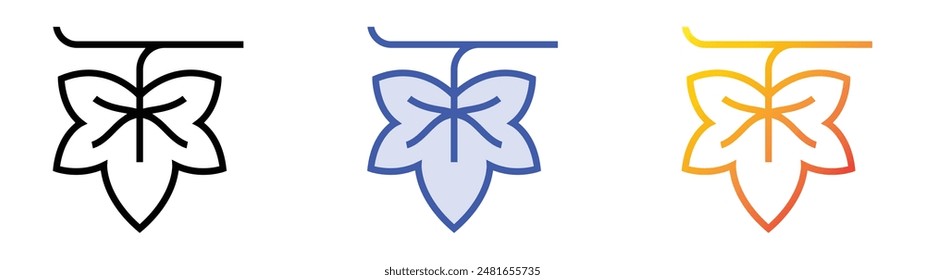 leaf icon. Linear, Blue Fill and Gradient Style Design Isolated On White Background