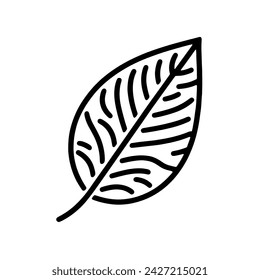 Leaf icon. Leaf linear symbol. Black leaf silhouette isolated on white background. Vector illustration.