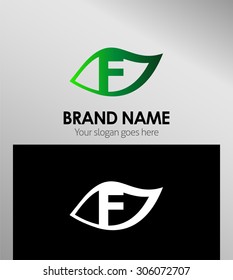 Leaf icon Logo Design Concepts. Letter F
