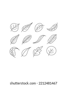 leaf icon or logo isolated sign symbol vector illustration. leaf icon set isolated on white background. Perfect for coloring book, textiles, icon, web, painting, books, t-shirt print. 