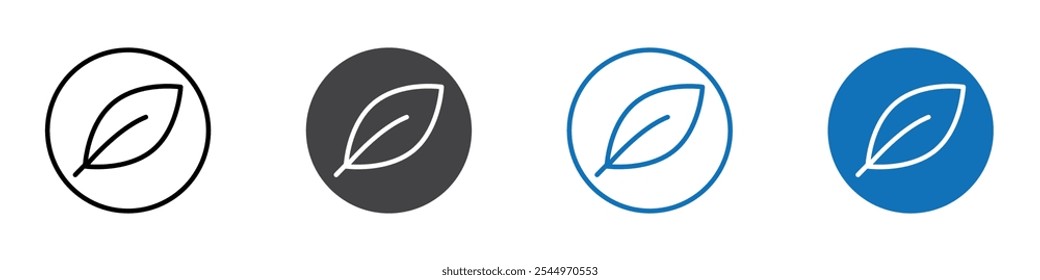 Leaf icon Logo sign in thin line outline