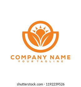 Leaf Icon Medical Therapy Vector Design Logo Orange Creative