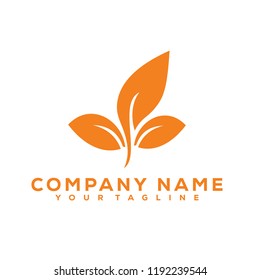 Leaf Icon Medical Therapy Vector Design Logo Orange Creative