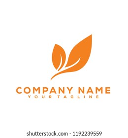 Leaf Icon Medical Therapy Vector Design Logo Orange Creative