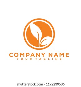 Leaf Icon Medical Therapy Vector Design Logo Orange Creative
