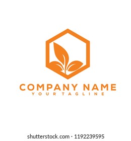 Leaf Icon Medical Therapy Vector Design Logo Orange Creative