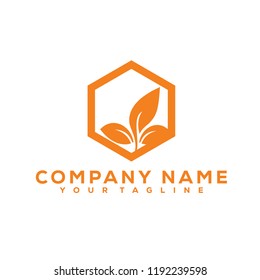 Leaf Icon Medical Therapy Vector Design Logo Orange Creative
