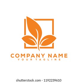 Leaf Icon Medical Therapy Vector Design Logo Orange Creative
