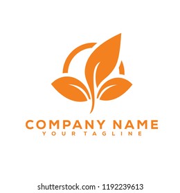 Leaf Icon Medical Therapy Vector Design Logo Orange Creative