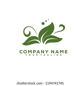 Leaf Icon Medical Therapy Vector Design Logo Dark Green Creative