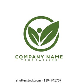 Leaf Icon Medical Therapy Vector Design Logo Dark Green Creative