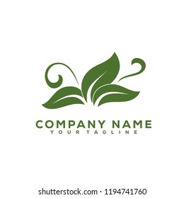 Leaf Icon Medical Therapy Vector Design Logo Dark Green Creative