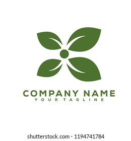 Leaf Icon Medical Therapy Vector Design Logo Dark Green Creative