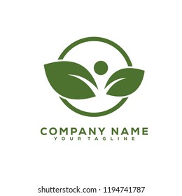 Leaf Icon Medical Therapy Vector Design Logo Dark Green Creative