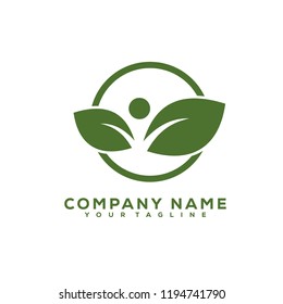 Leaf Icon Medical Therapy Vector Design Logo Dark Green Creative
