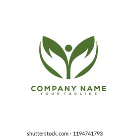 Leaf Icon Medical Therapy Vector Design Logo Dark Green Creative