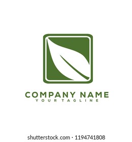 Leaf Icon Medical Therapy Vector Design Logo Dark Green Creative