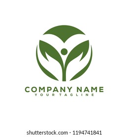 Leaf Icon Medical Therapy Vector Design Logo Dark Green Creative