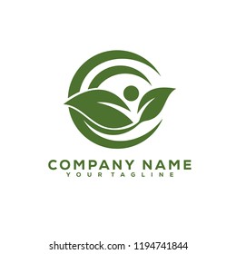Leaf Icon Medical Therapy Vector Design Logo Dark Green Creative