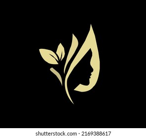 leaf icon and minimalist logo design vector