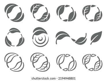 Icono de hoja con movimientos como el viento y las olas