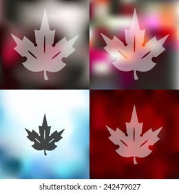 leaf icon on blurred background
