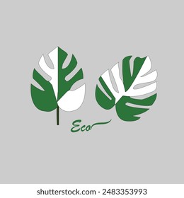 leaf icon on grey background-vector illustration.