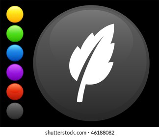 leaf icon on round internet button original vector illustration 6 color versions included
