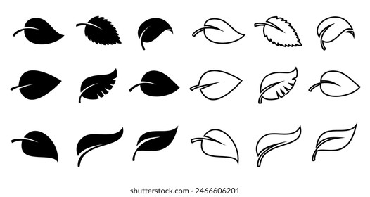 Leaf icon on white background, in flat style. Collection of green leaves. Element design for natural bio label, eco friendly. leaf icon vector