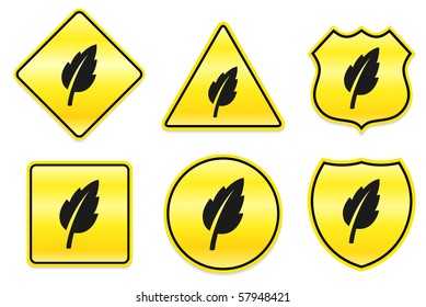 Icono de hoja en diseños amarillos Ilustración original
