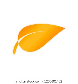 leaf icon. Orange sign with low light on white background