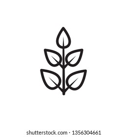 Leaf icon in outline style isolated on white background. Vector illustration