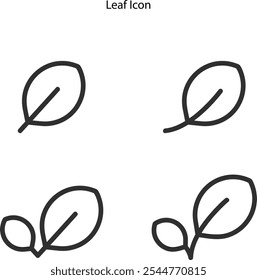Icono de hoja en estilo de contorno sobre fondo blanco. conjunto de iconos de contorno de hoja. icono de naturaleza, Ilustración vectorial de hoja.
