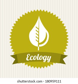 Leaf icon over beige background, Vector Illustration