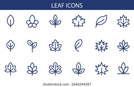  Leaf Icon Pack – Natural, Botanical, and Eco Elements Vector Design.