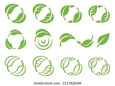 Leaf  icon  pictogram  illustration set