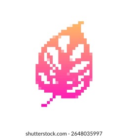 Leaf icon in pixel style with bright colors and smooth gradient, designed in a retro 8 bit look.