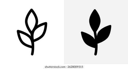 Leaf icon. Plant branch sign. Natural green ecology symbol. Organic foliage and nature pictogram. Botanical environment climate illustration.