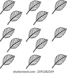 Leaf icon seamless pattern. Set of various leaves. Hand drawn leaves design